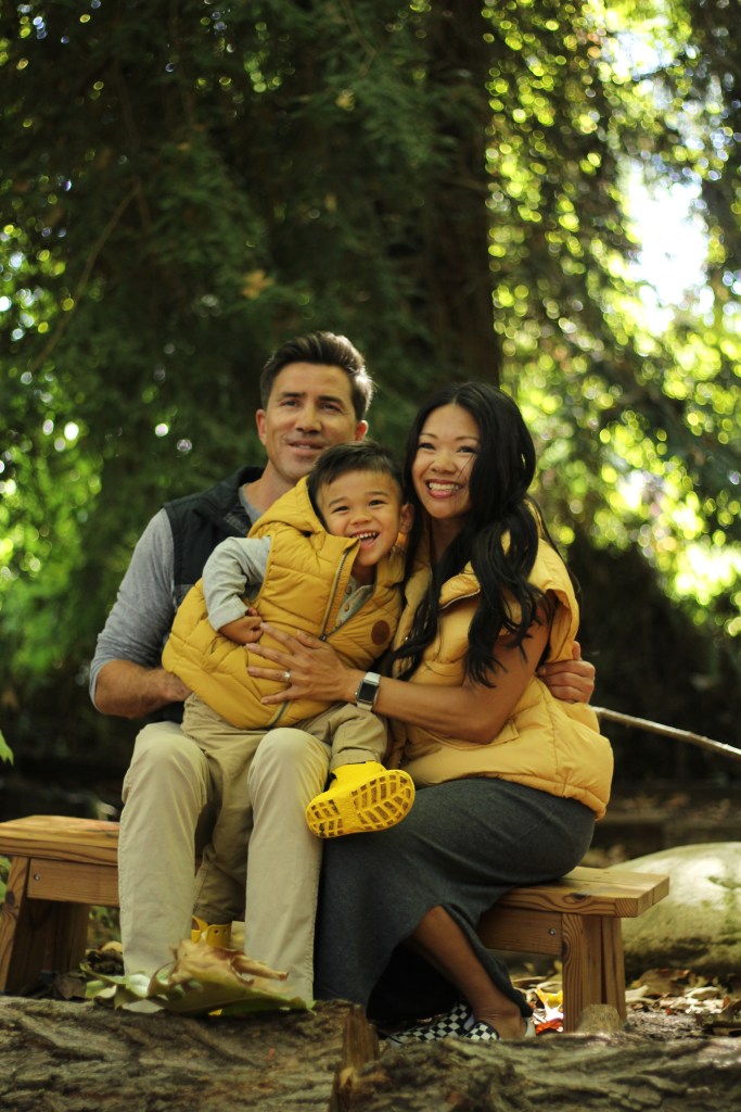 Family photo of three.